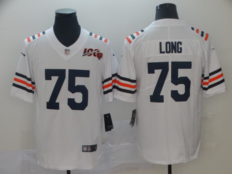 Men's Chicago Bears #75 Kyle Long White 100th Season Alternate Classic Limited Jersey