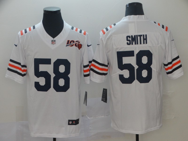 Men's Chicago Bears #58 Roquan Smith Nike White 100th Season Alternate Classic Limited Jersey