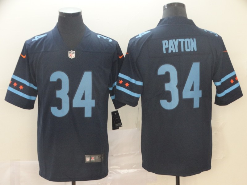 Men's Chicago Bears #34 Walter Payton Nike Navy NFL City Edition Vapor Footbll  Jersey