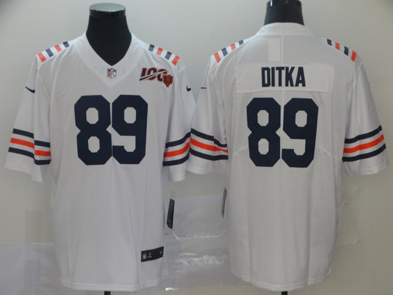 Men's Chicago Bears #89 Mike Ditka White 100th Season Alternate Classic Limited Jersey