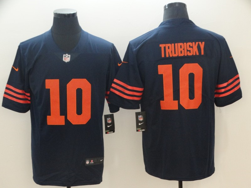 Men's Chicago Bears #10 Mitchell Trubisky Nike Navy Orange Vapor Limited Jersey