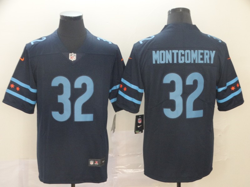 Men's Chicago Bears #32 David Montgomery Nike Navy City Edition Vapor Footbll  Jersey