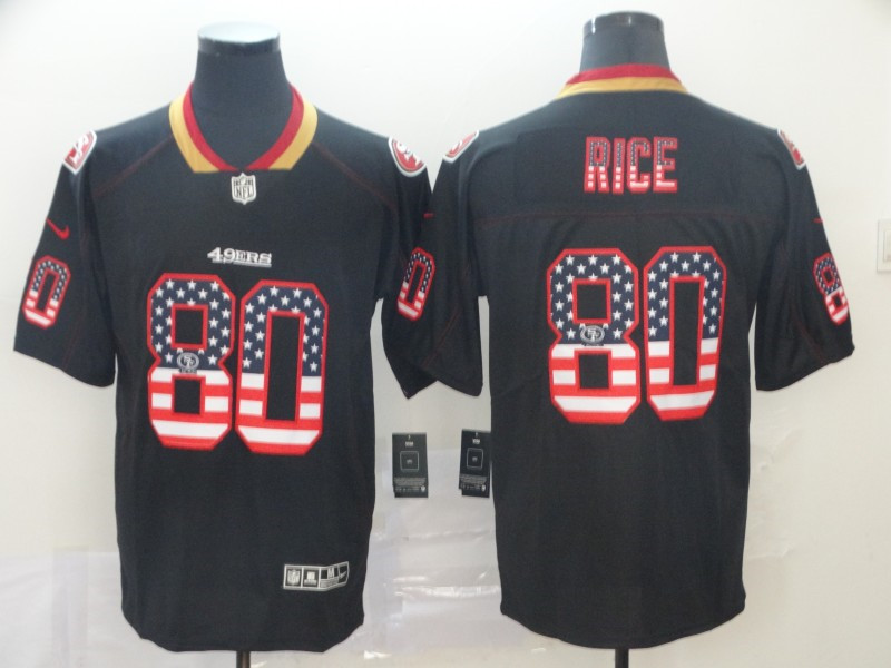 Men's San Francisco 49ers #80 Jerry Rice Nike USA Flag Fashion Black  Limited Jersey