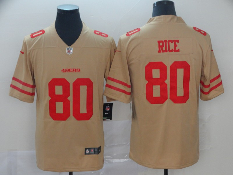 Men's San Francisco 49ers #80 Jerry Rice Nike Gold Inverted Limited Player Jersey