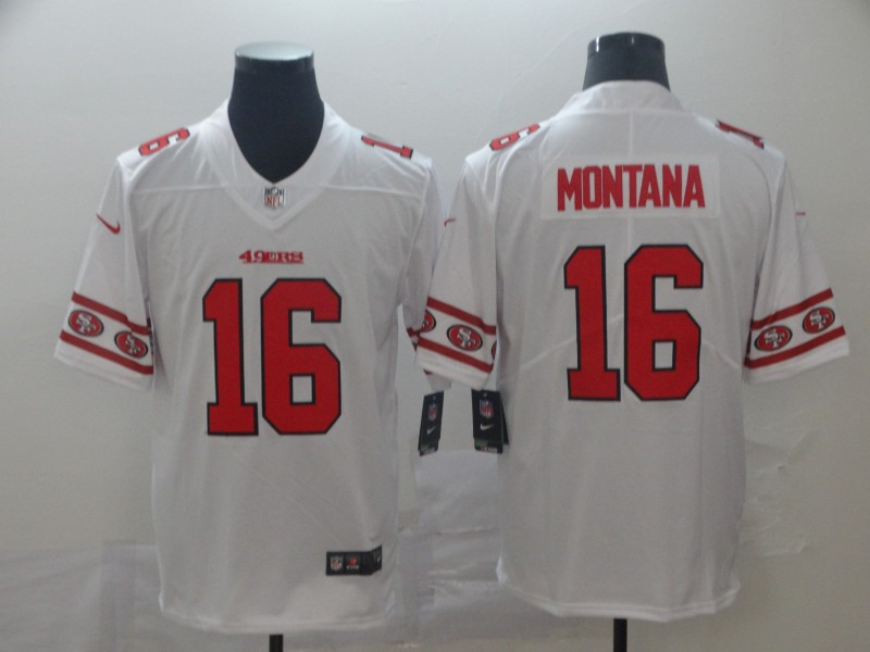 Men's San Francisco 49ers #16 Joe Montana Nike NFL team logo cool edition jerseys 
