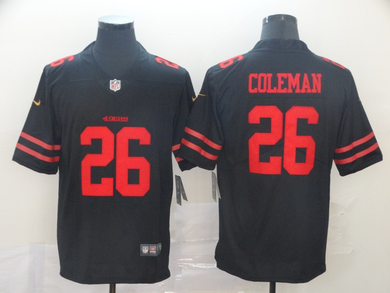Men's San Francisco 49ers #26 Tevin Coleman Nike Black Alternate Vapor Limited Player Jersey