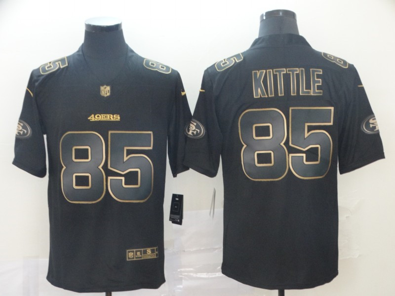 Men's San Francisco 49ers #85 George Kittle Nike  NFL Vapor Limited Black Golden Jersey