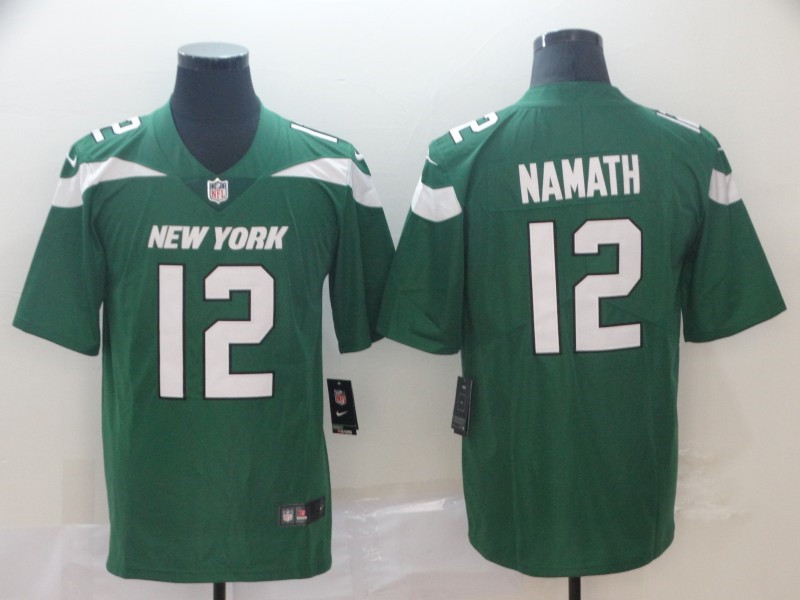 Men's New York Jets Retired Player #12 Joe Namath Green Nike NFL Vapor Limited Jersey