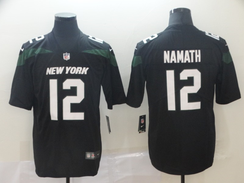 Men's New York Jets #12 Joe Namath Black Nike NFL Vapor Limited Jersey