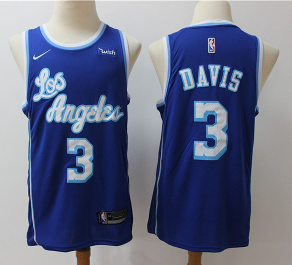 Men's Los Angeles Lakers #3 Anthony Davis Royal 1996-97 Retro Player Jersey