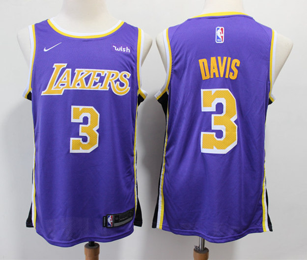 Men's Los Angeles Lakers #3 Anthony Davis Nike Purple Statement Edition Swingman Jersey
