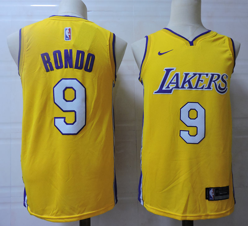 Men's Los Angeles Lakers #9 Rajon Rondo Nike Gold Swingman Jersey
