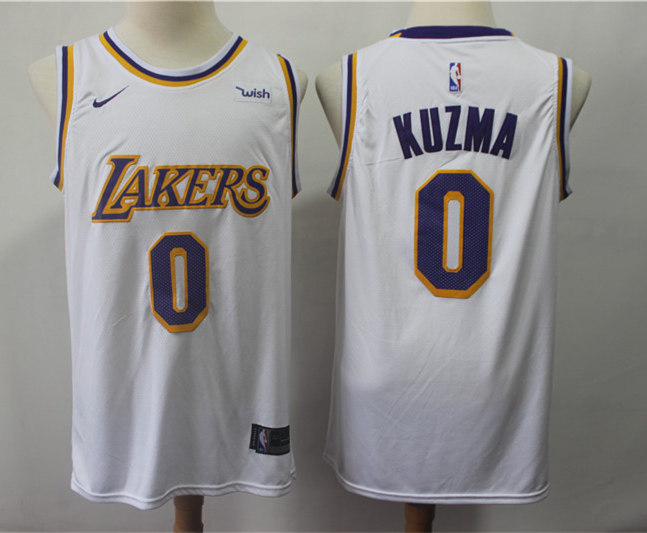 Men's Los Angeles Lakers #0 Kyle Kuzma Nike White Association Edition Swingman Jersey 