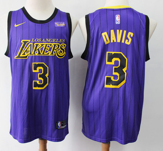 Men's Los Angeles Lakers #3 Anthony Davis Purple 2019 City Edition Swingman Jersey