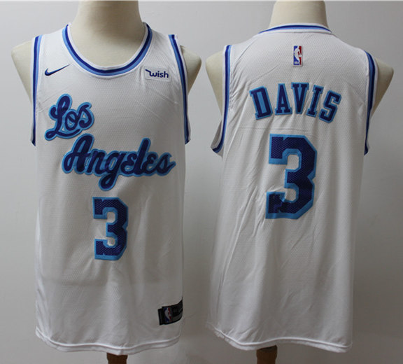 Men's Los Angeles Lakers #3 Anthony Davis White 1996-97 Retro Player Jersey