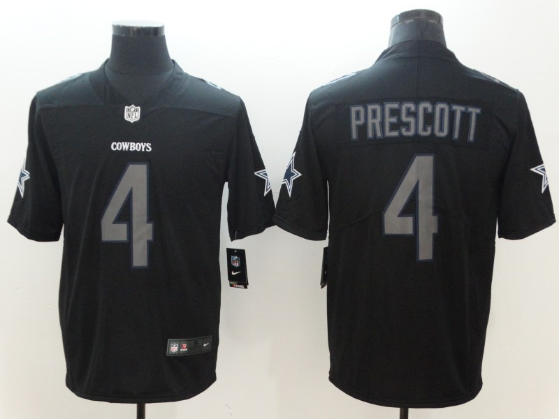Men's Dallas Cowboys #4 Dak Prescott Nike Fashion Impact Black Limited Jersey