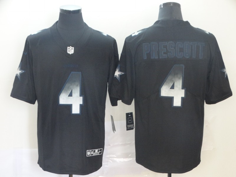 Men's Dallas Cowboys #4 Dak Prescott NFL TEAMS Black Smoke Fashion Limited Jersey