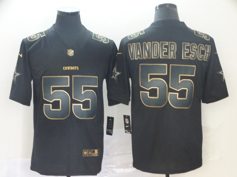 Men's Dallas Cowboys #55 Leighton Vander Esch NFL Vapor Limited Black Golden Jersey