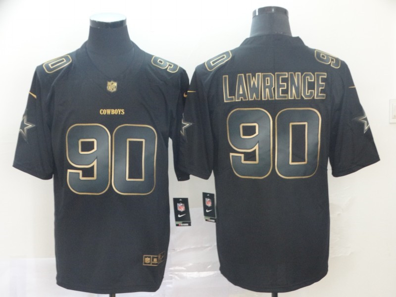 Men's Dallas Cowboys #90 Demarcus Lawrence Nike  NFL Vapor Limited Black Golden Jersey