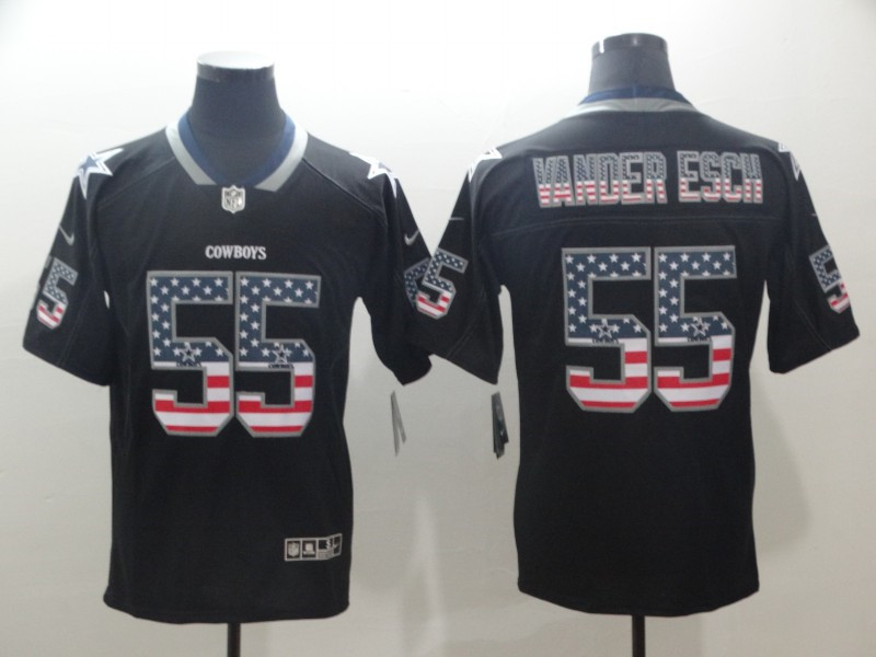 Men's Dallas Cowboys #55 Leighton Vander Esch Nike USA Flag Fashion Black  Limited Jersey