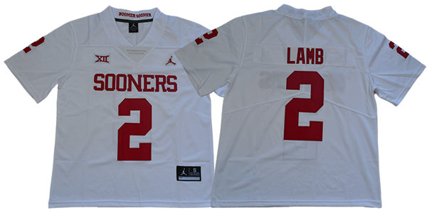 Men's Oklahoma Sooners #2 CeeDee Lamb Jordan White Game Football Jersey