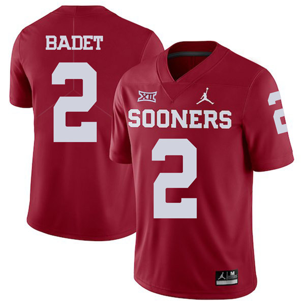 Men's Oklahoma Sooners #2 Jeff Badet Jordan Red Game Football Jersey