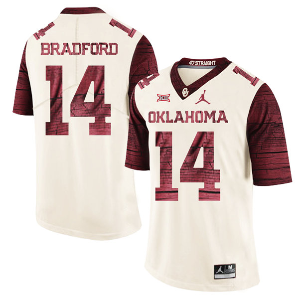 Men's Oklahoma Sooners #14 Sam Bradford Jordan Cream Limited Football Jersey