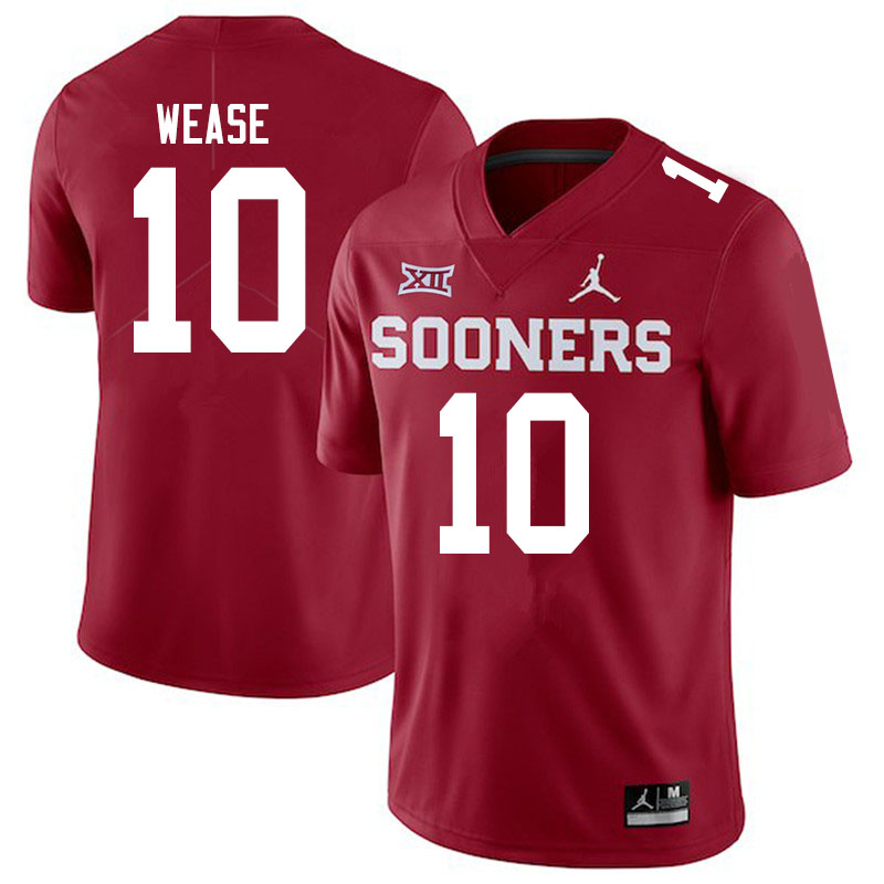 Youth Oklahoma Sooners #10 Theo Wease Jr. Jordan Red Game Football Jersey
