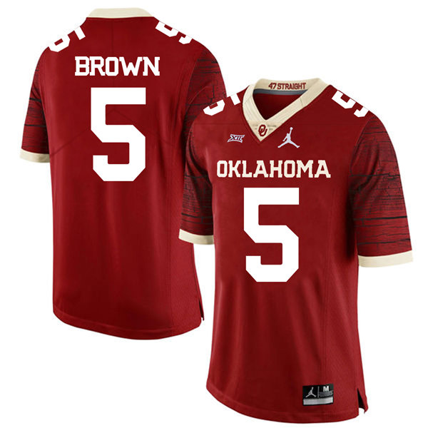 Men's Oklahoma Sooners #5 Marquise Brown Jordan Crimson Limited Football Jersey