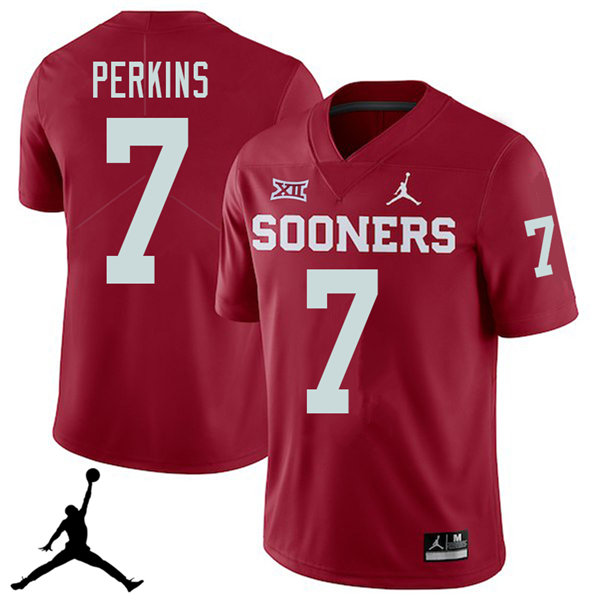 Men's Oklahoma Sooners #7 Ronnie Perkins Jordan Red Game Football Jersey