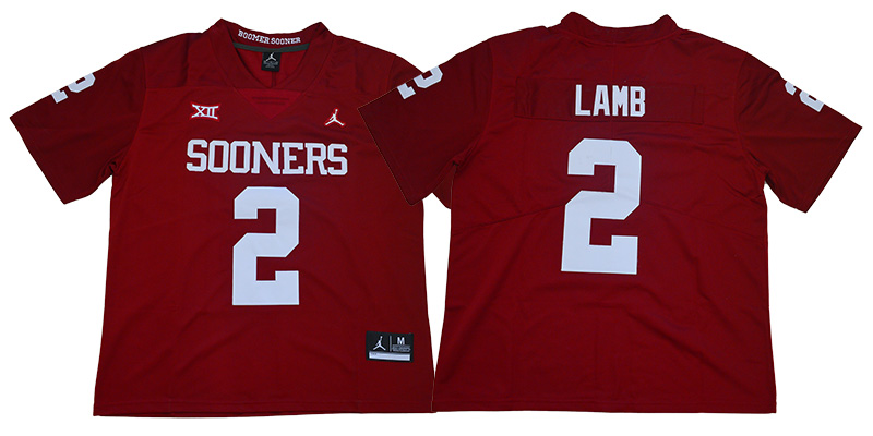 Men's Oklahoma Sooners #2 CeeDee Lamb Jordan Red Game Football Jersey