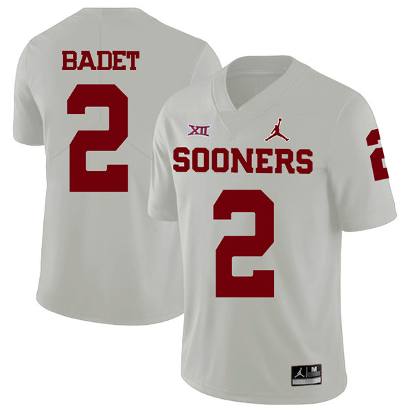 Men's Oklahoma Sooners #2 Jeff Badet Jordan White Game Football Jersey