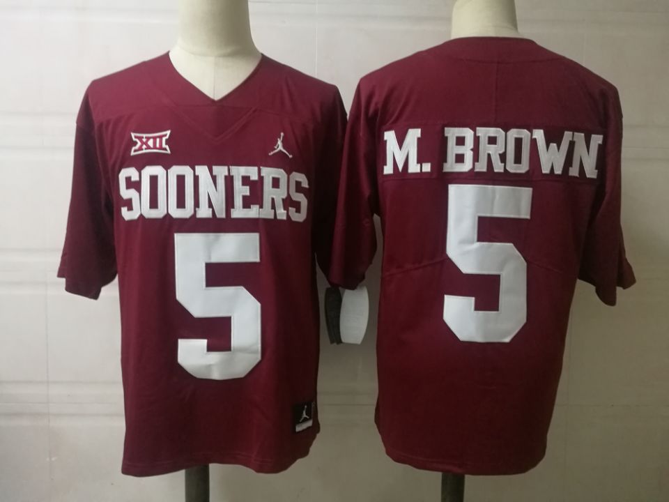 Men's Oklahoma Sooners #5 Marquise Brown Jordan Red Game Football Jersey