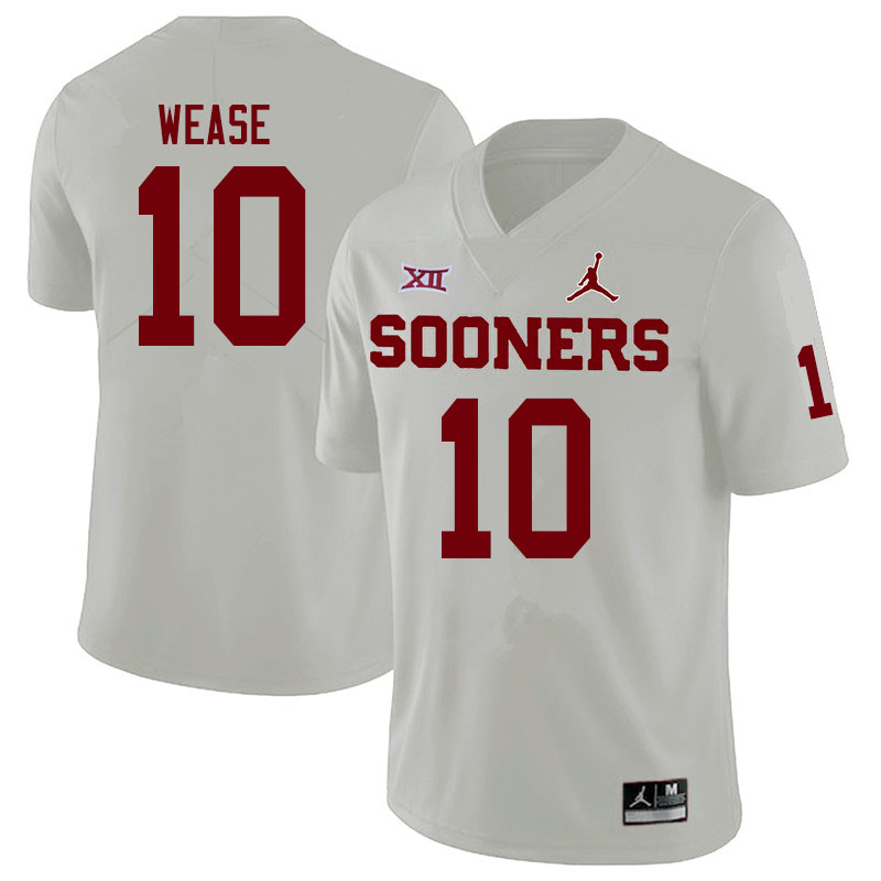Youth Oklahoma Sooners #10 Theo Wease Jr. Jordan White Game Football Jersey