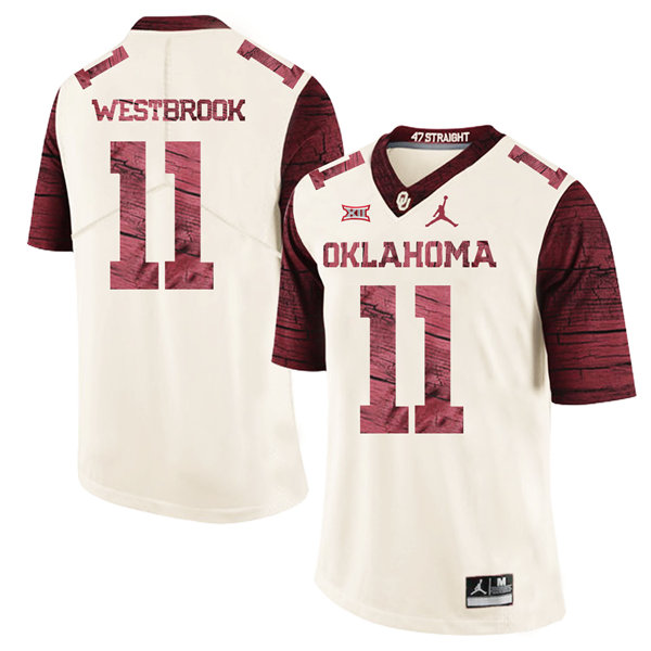 Men's Oklahoma Sooners #11 Dede Westbrook Jordan Cream Limited Football Jersey