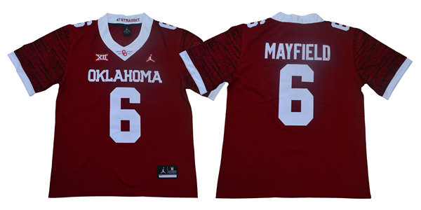 Men's Oklahoma Sooners #6 Baker Mayfield Jordan Crimson Limited Football Jersey