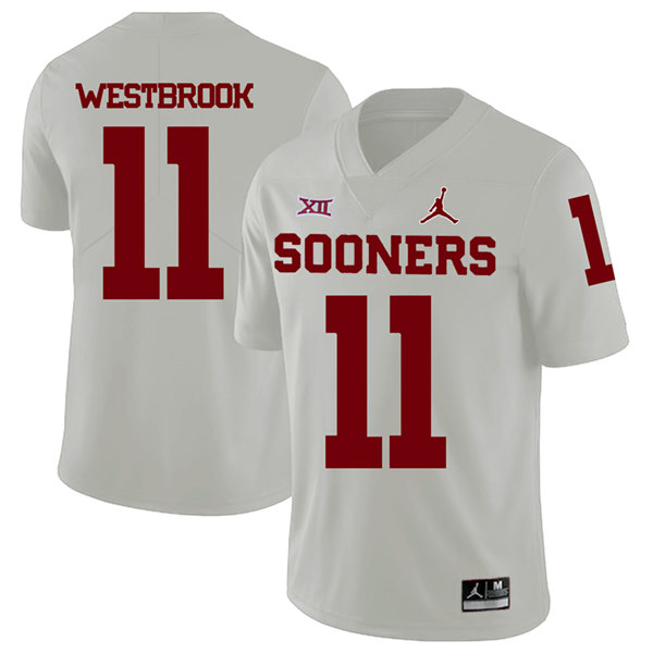 Men's Oklahoma Sooners #11 Dede Westbrook Jordan White Game Football Jersey
