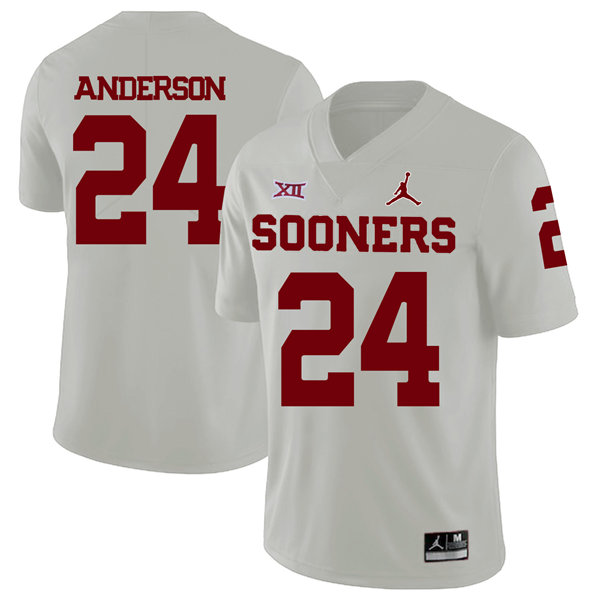 Men's Oklahoma Sooners #24 Rodney Anderson Jordan White Game Football Jersey