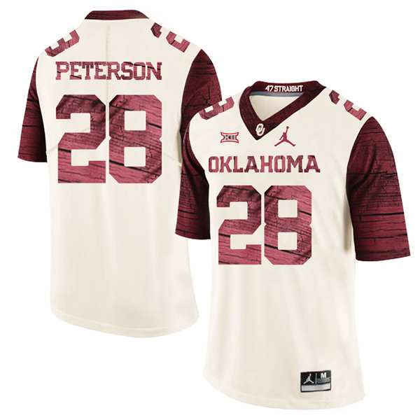 Men's Oklahoma Sooners #28 Adrian Peterson Jordan Cream Limited Football Jersey