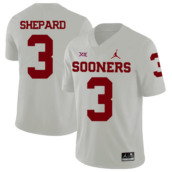 Men's Oklahoma Sooners #3 Sterling Shepard Jordan White Game Football Jersey