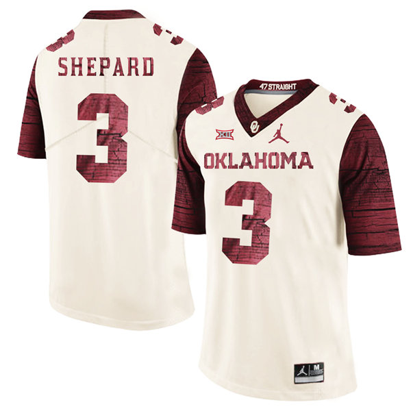 Men's Oklahoma Sooners #3 Sterling Shepard Jordan Cream Limited Football Jersey