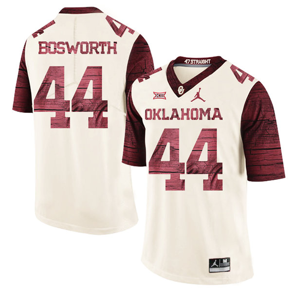 Men's Oklahoma Sooners #44 Brian Bosworth Jordan Cream Limited Football Jersey