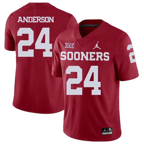 Men's Oklahoma Sooners #24 Rodney Anderson Jordan Red Game Football Jersey