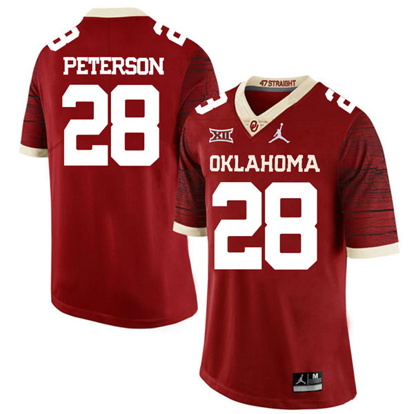 Men's Oklahoma Sooners #28 Adrian Peterson Jordan Crimson Limited Football Jersey 