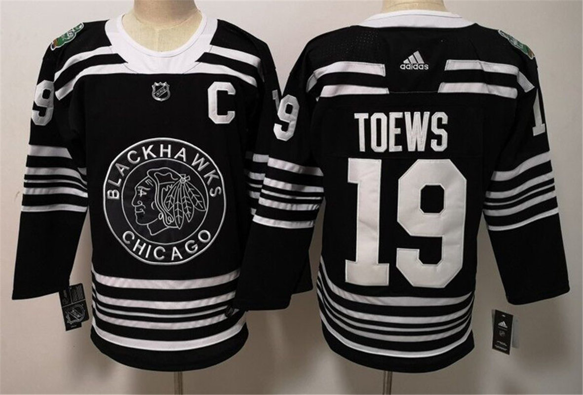 Mens Chicago Blackhawks #19 Jonathan Toews Adidas Black Third Jersey
