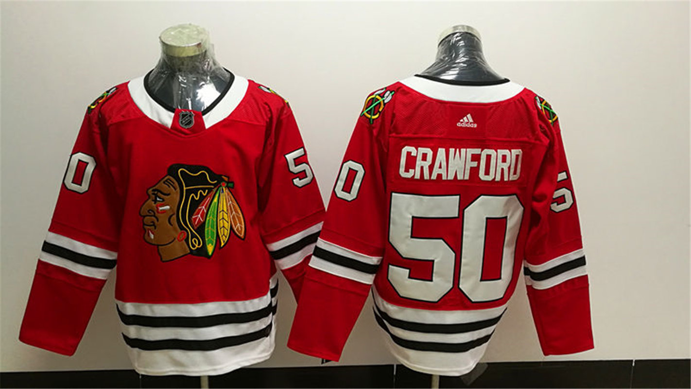 Mens Chicago Blackhawks #50 Corey Crawford  Adidas Home Red Jersey