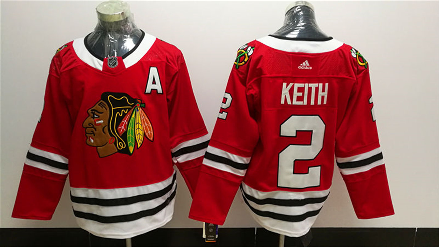 Mens Chicago Blackhawks #2 Duncan Keith Adidas Home Red Jersey