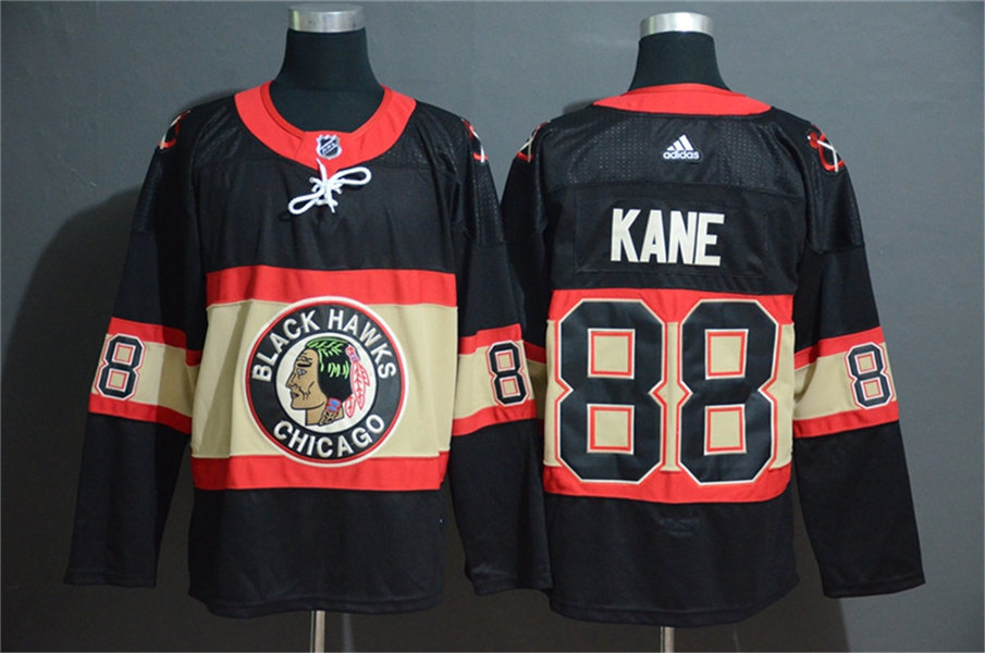 Mens Chicago Blackhawks #88 Patrick Kane Adidas Black Third Jersey