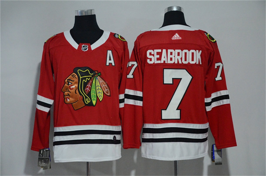 Mens Chicago Blackhawks #7 Brent Seabrook  Adidas Home Red Jersey