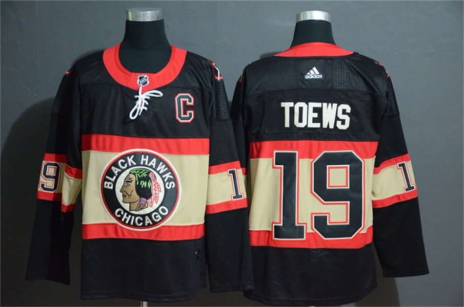 Mens Chicago Blackhawks #19 Jonathan Toews Adidas Black Third Jersey